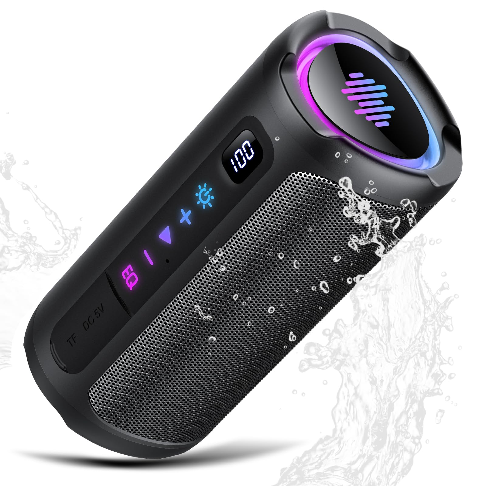 Cassa Bluetooth 5.4 Potente 20W, Doppio Driver Basso, 20H Autonomia, Casse Bluetooth Portatile con 2 EQ Modalità+Display Digitale, 7 RGB, TF, Accoppiamento TWS, Altoparlante Bluet…