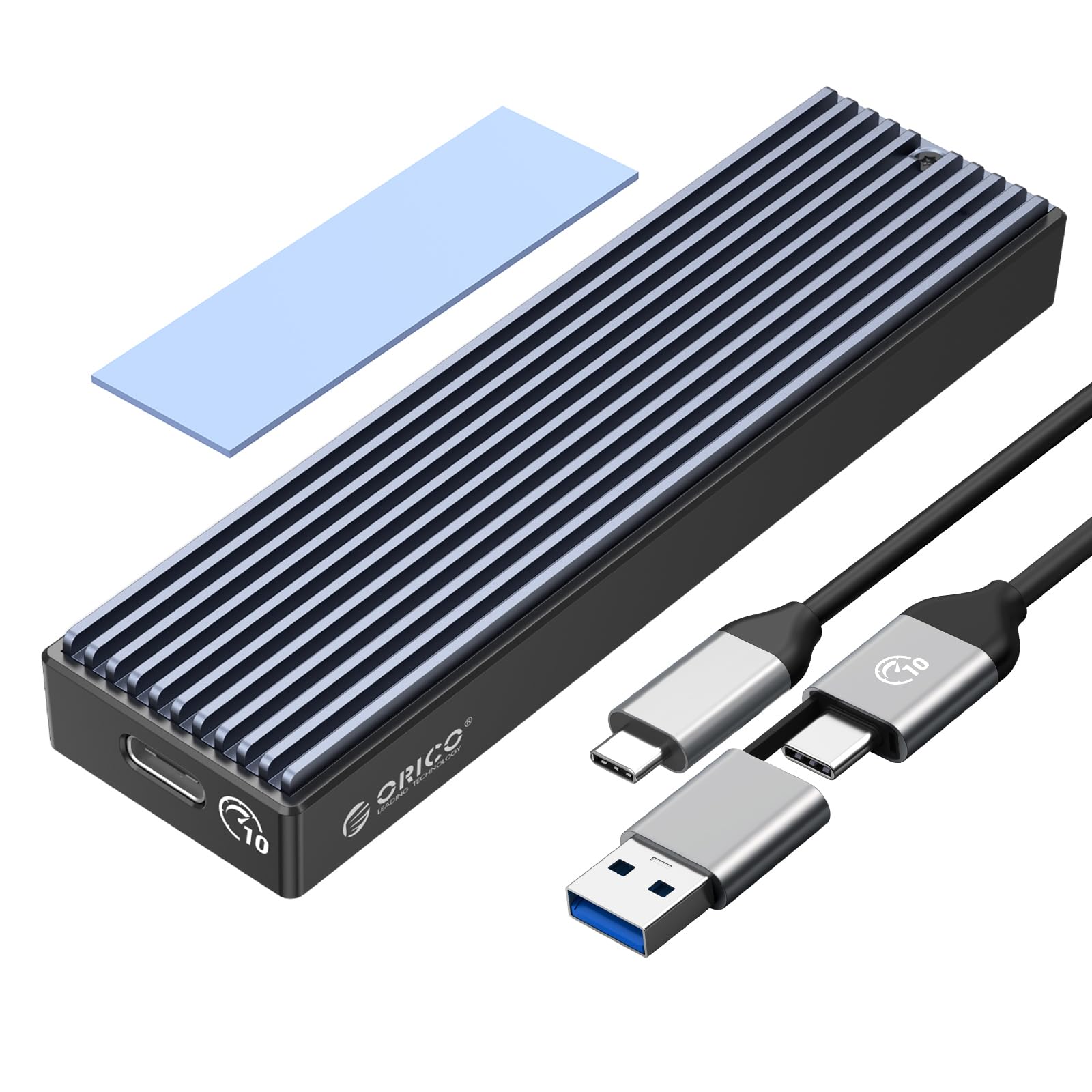 ORICO Case SSD M.2 NVMe SATA, M2 Adattatore USB-C 3.2 Gen2 10Gbps PCIe NVMe, M.2 Enlosure 6Gbps NGFF B+M Key (Non per SSD SATA M Key), Supporto UASP Trim- M2PVM