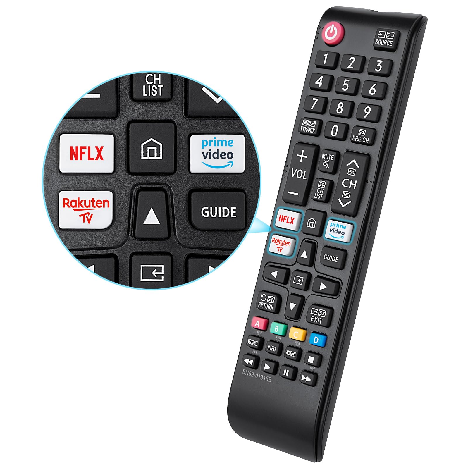 Telecomando intelligente BN59-01315B per TV Samsung Smart 4K UHD Crystal | Replacement part for Samsung HDR Crystal Quantum Series EU TV, 3 scorciatoie, NON richiede configurazion…