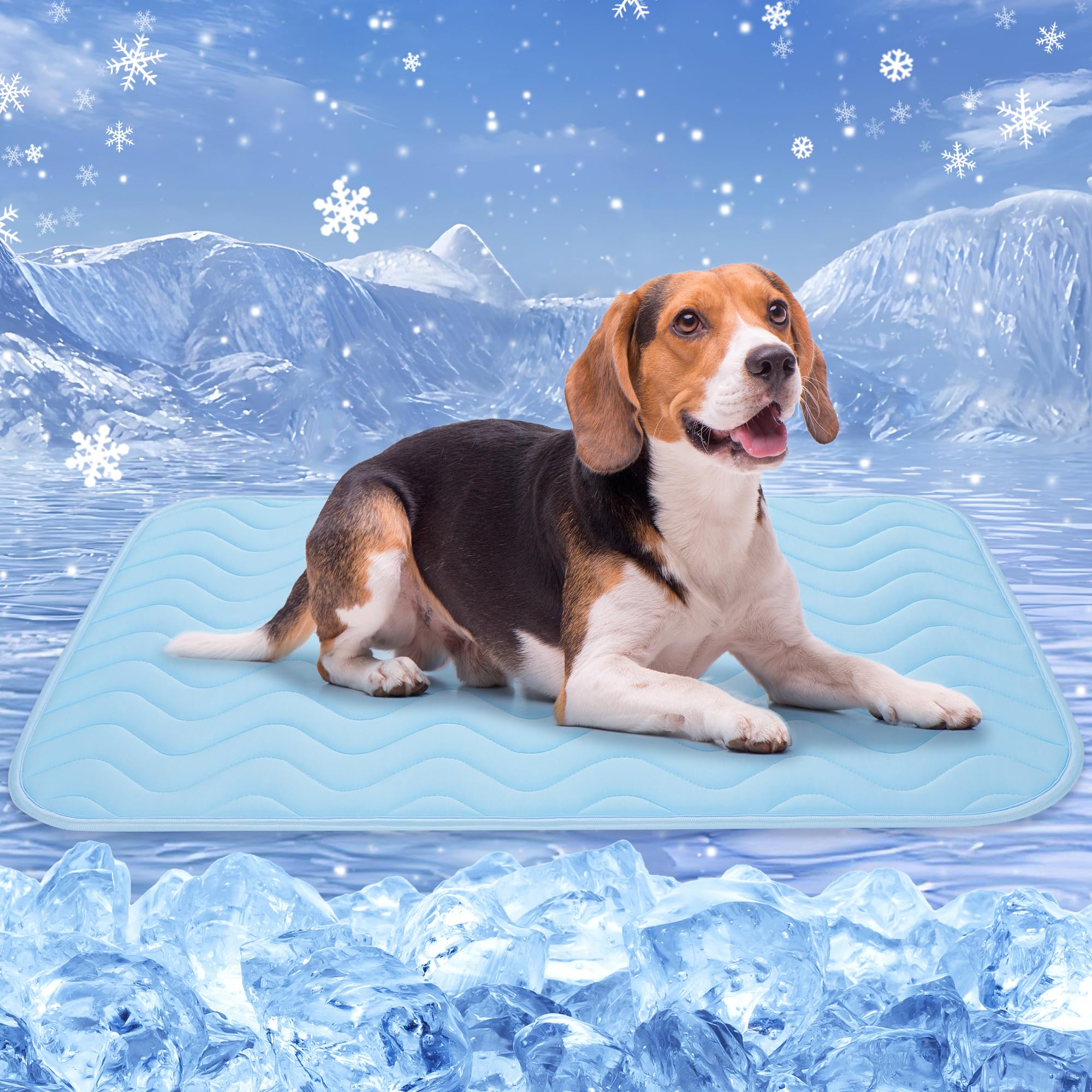 BaoDan Tappetino Refrigerante Cane, 90x56cm Tappeto Rinfrescante per Cani | Blu, Cuccia Refrigerante Lavabile, Cuscino Raffreddamento in Nel Caldo Estate, per Animali di Piccola M…