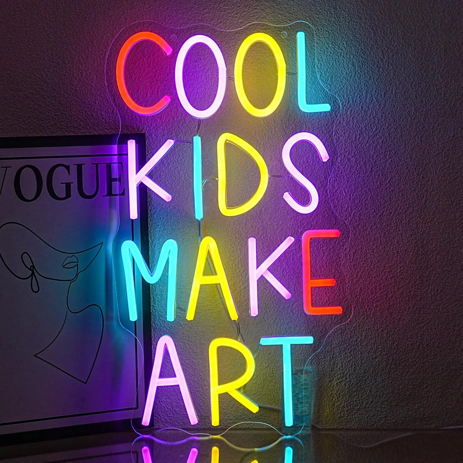 Insegna al Neon 'Cool Kids Make Art' con Luci LED USB Dimmerabili per Decorazione di Aule, Camere da Letto, Biblioteche, Asili, Regali
