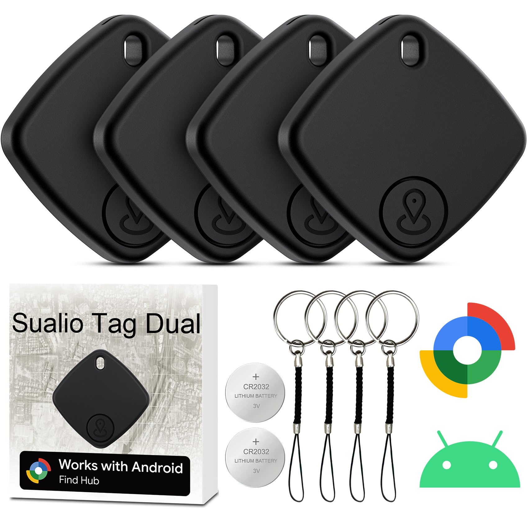 CMINGKEJI Tracker Android Smart Tag Funziona con Google's Find Hub, Trova Chiavi Batteria di Ricambio Sostituibile, IP67 Impermeabile Localizzatore Android Bluetooth per Valigia