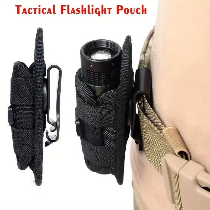 Fondina per Torcia Tattica da Cintura, Borsa Porta Torcia Resistente, Accessorio per Illuminazione da Caccia, Kit di Sopravvivenza, Fondina Rotante a 360 Gradi per Torcia
