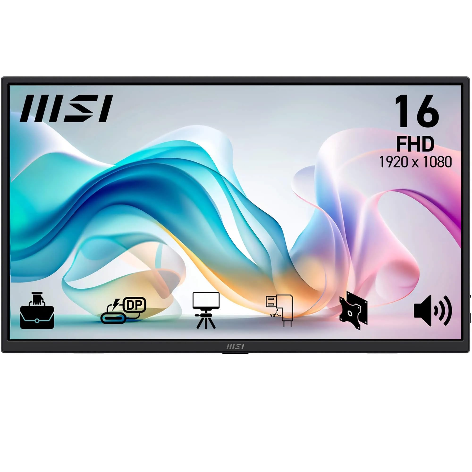 msi PRO MP165A E6 Monitor Portatile 15,6" FHD 1920x1080 IPS, 60 Hz, 4 ms, tecnologia Eye Care, altoparlante/microfono integrati, HDMI 2.0b, USB-C (15 W PD), compatibile VESA