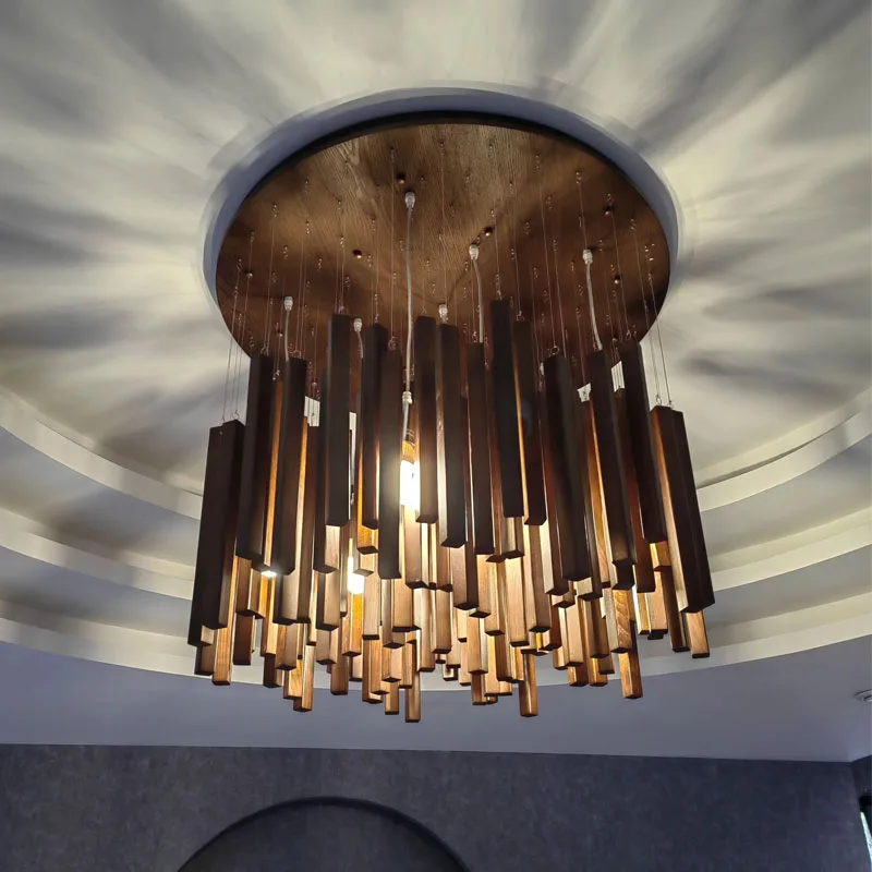 Lampada da soffitto in legno ristorante lampadario a soffitto decorazione della stanza lampade a sospensione illuminazione giapponese per soggiorno Lustre Light Fixture