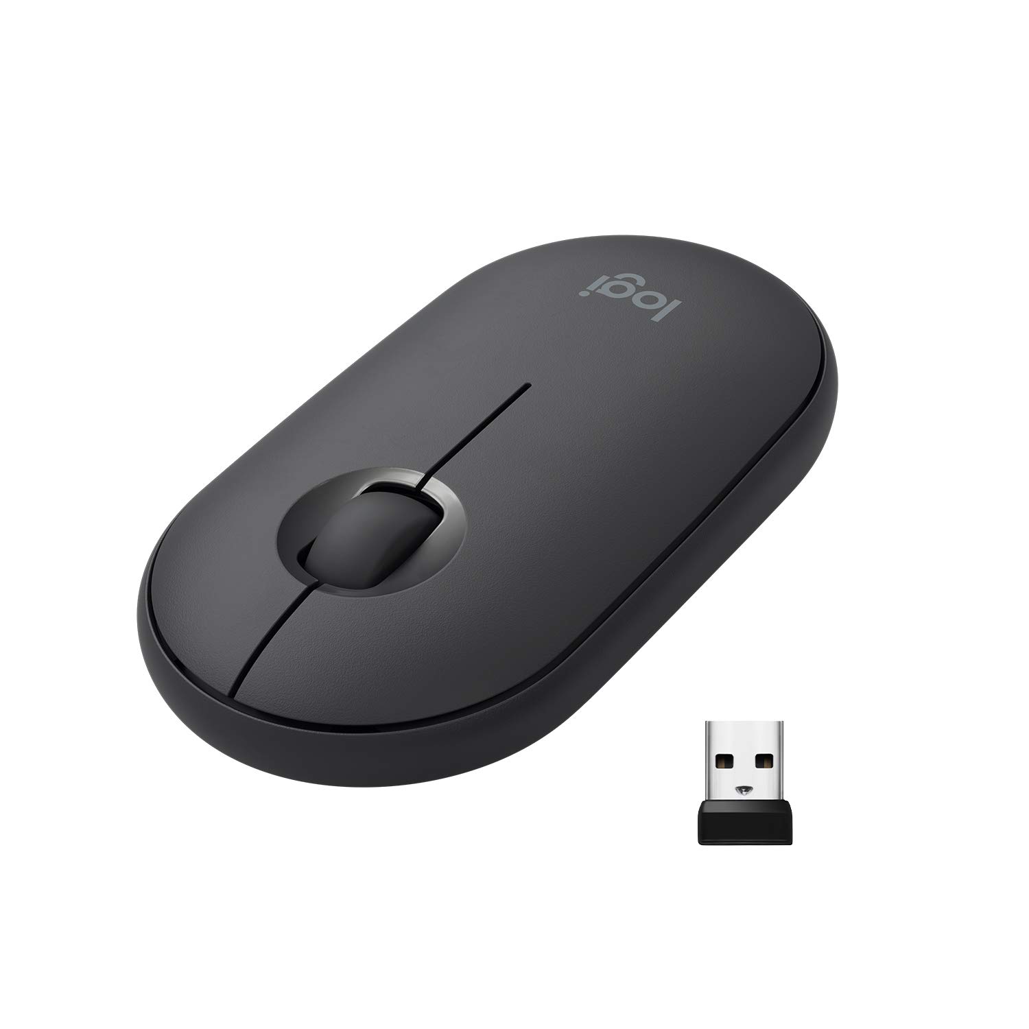 Logitech Pebble Mouse Wireless | Mouse Bluetooth o 2,4 GHz, Ricevitore USB, Silenzioso, Sottile, per PC/Mac/Laptop/iPadOS - Nero