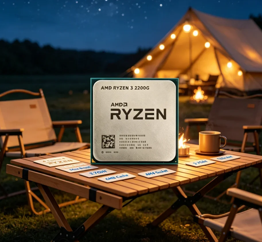 APU All-in-one Economico AMD Ryzen 3 2200G 4C4T, Basso TDP, Funzionamento Silenzioso, Riproduzione Multimediale Fluida, Mini Host Desktop Senza Dissipatore