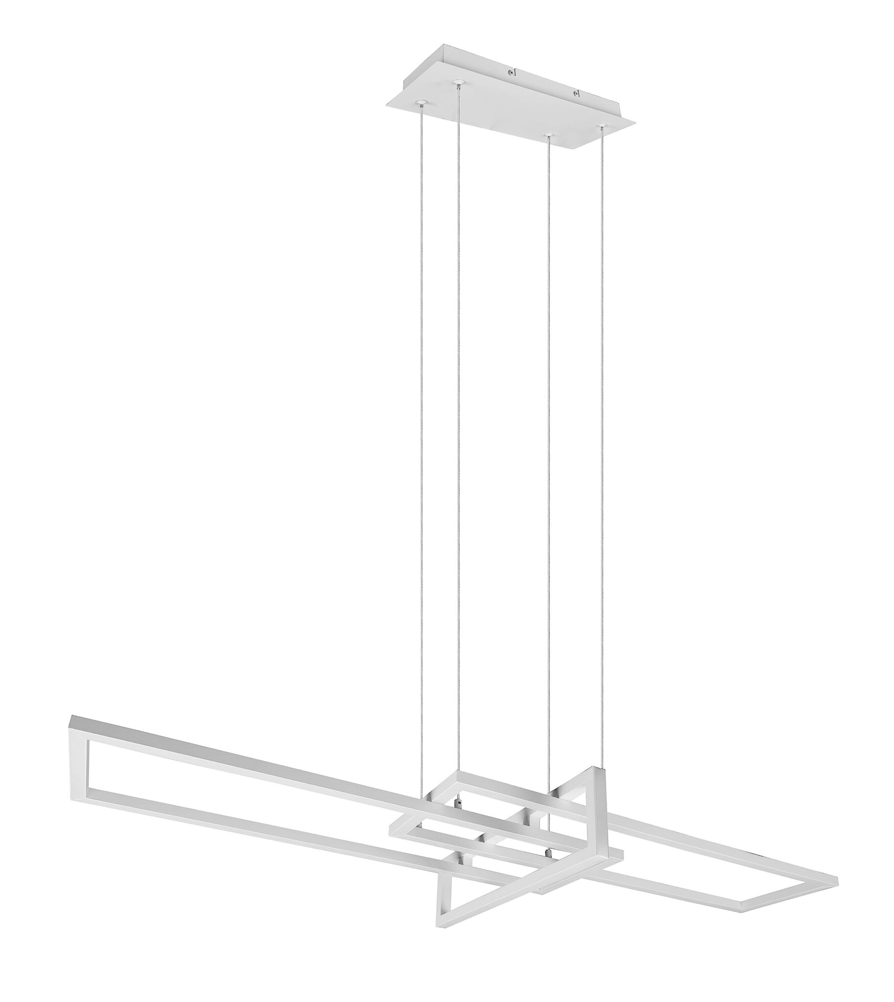 TRIO, Sospensione, Salinas incl. 1 x LED,SMD,34,0 Watt,4000K,4400 Lm. Finitura: Metallo, bianco opaco L:110,0cm, L:40,0cm, A:150,0cm Dimmerabile tramite interrutto,IP20,4000K,