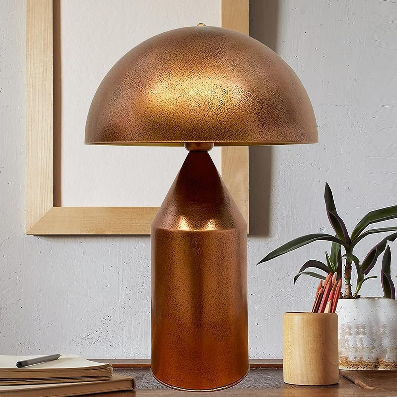 bamyum Lipeo Lampada da Vintage, Lampada a Fungo con Cavo E27 Lampada da Moderna Lampade da Comodino in Metallo per Camera da Letto Lampada da Comodino Decorazione a Fungo per la…