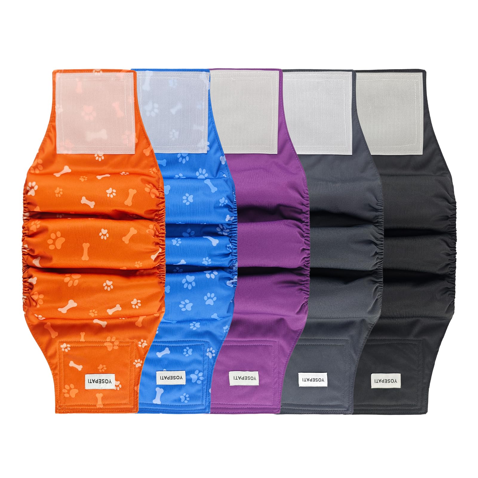 YOSEPATI Confezione da 5 pannolini riutilizzabili per cani maschi (M) | Lavables de haute qualité pour chiens mâles, couches absorbantes pour chiots souffrant d'incontinence urina…