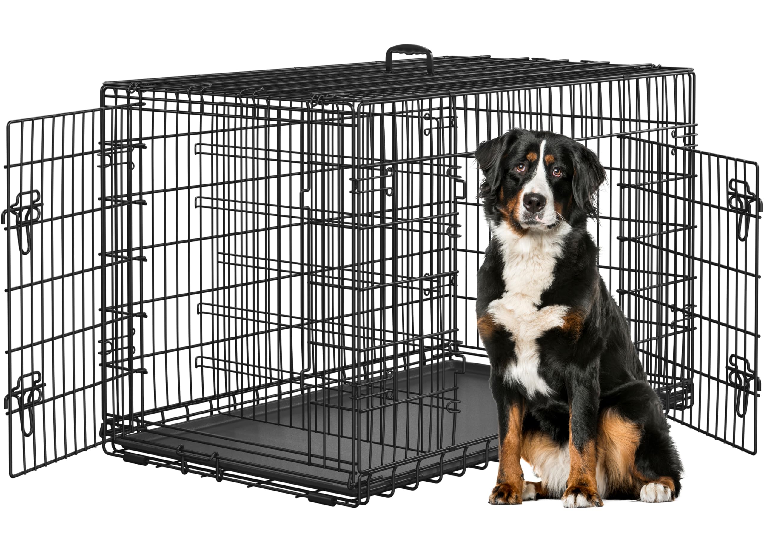 Yaheetech Gabbia Metallo per Cani Pieghevole 122 × 71 × 78 cm Nero | Gabbia per Cani e Gatti, Vassoio Rimovibile, Doppia Porta, Divisorio Regolabile, Struttura Robusta, Montaggio…