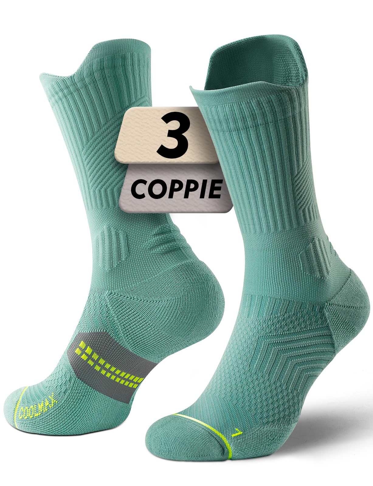 Calzini da Running Compression in Bamboo con Coolmax - Anti-VescicheperTrekking & Palestra VescicheCon Cuscino a Zone Ventilazione Rete Supporto