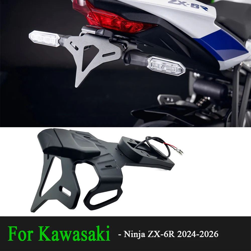 Nuovo Supporto Targa Moto con Luce Posteriore Eliminatore Parafango per KAWASAKI Ninja ZX-6R ZX6R 2024-2025-2026