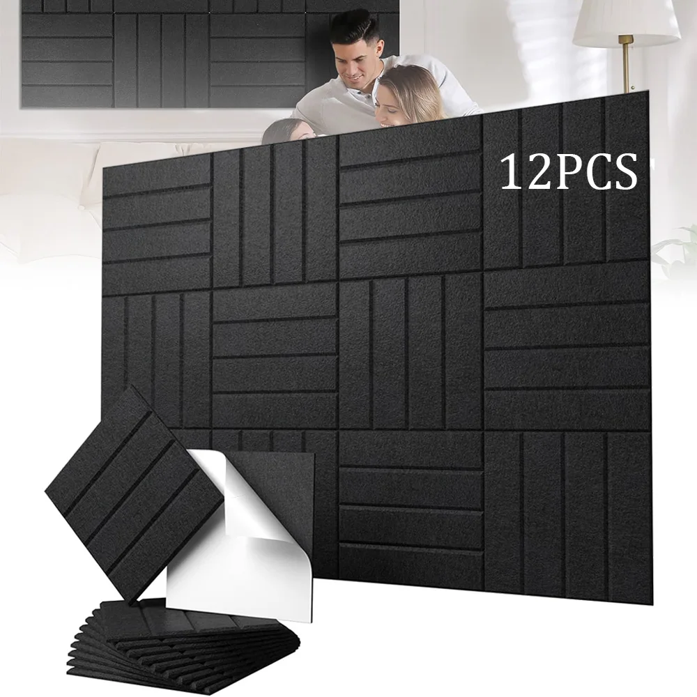 Pannelli Fonoassorbenti, Pannelli in Schiuma Acustica ad Alta Densità, per Riduzione di Eco e Rumore, Decorazione per Casa e Ufficio, Confezione da 12