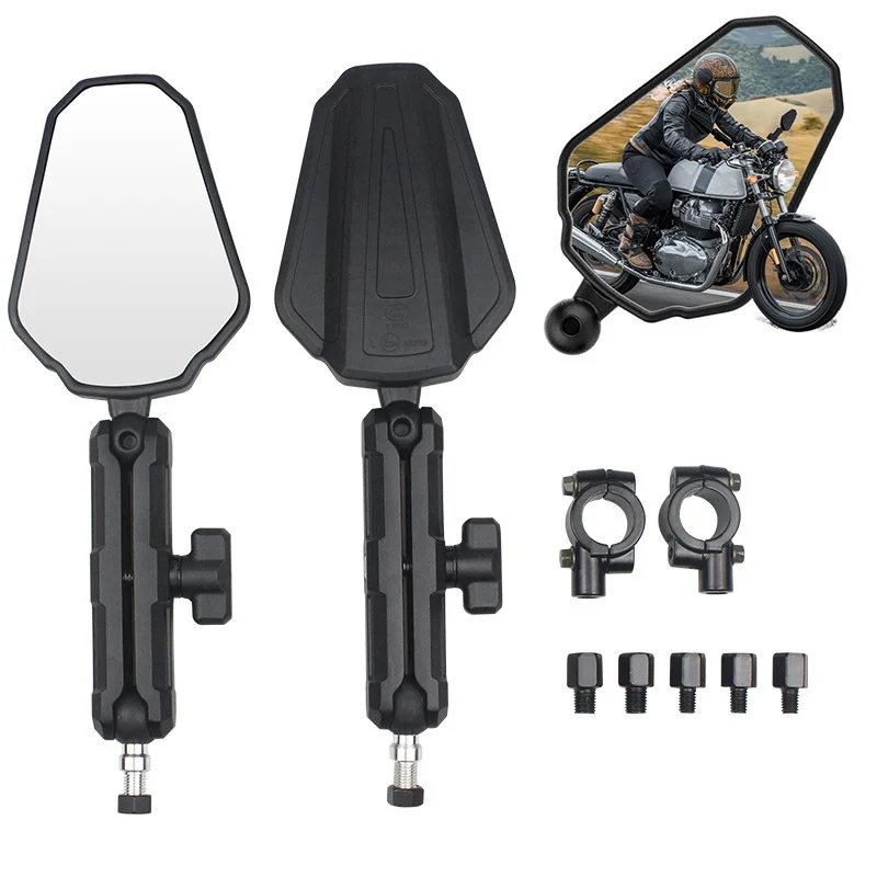 Specchietti Universali per Moto con Angolo Regolabile, Specchietti Laterali Pieghevoli per Manubrio Compatibili con Moto Adventure, Dirt Bike, Street Bike, ATV