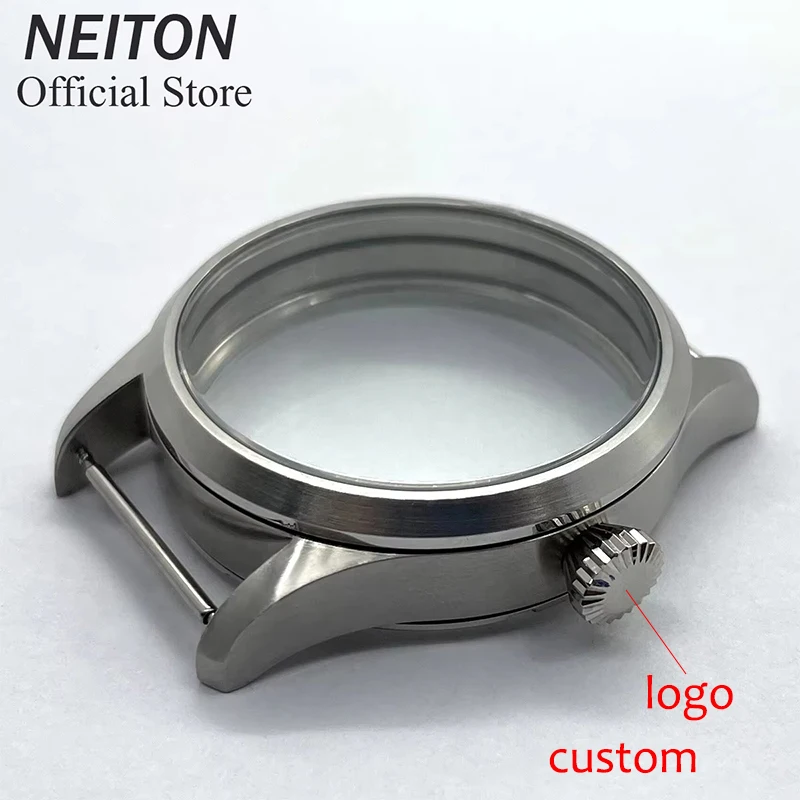 NEITON Cassa per orologio manuale da 42 mm Parte posteriore trasparente adatta ETA 6497 6498 ST3600 3602 Bronzato/PVD Nero