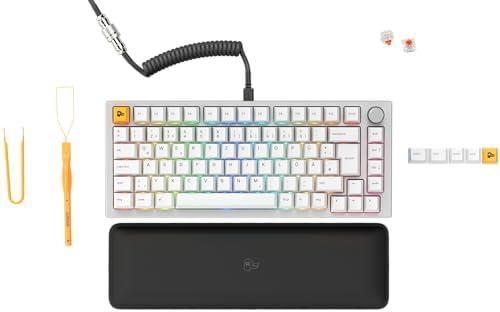 GLORIOUS Gaming GMMK PRO 75% - Tastiera meccanica modulare da gioco, TKL, struttura di base da 1,5 kg, completamente adattabile, cavo a spirale, poggiapolsi PBT, layout tedesco QW…