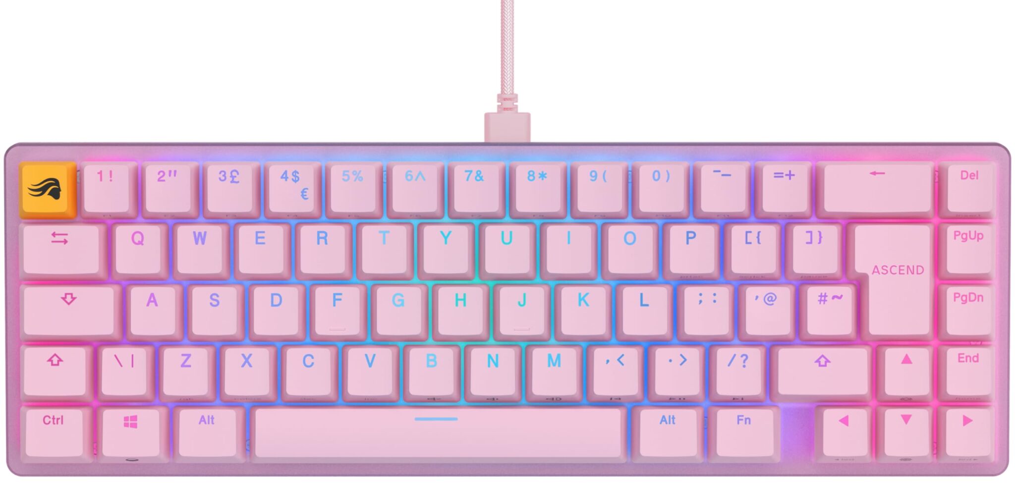 GLORIOUS GMMK 2 Compact 65% Tastiera QWERTY Inglese (Rosa) | Design Modulare Hotswap, Retroilluminazione Luce RGB, Switch Lineari Preinstallati, Tasti Doppia Iniezione Ed Alluminio