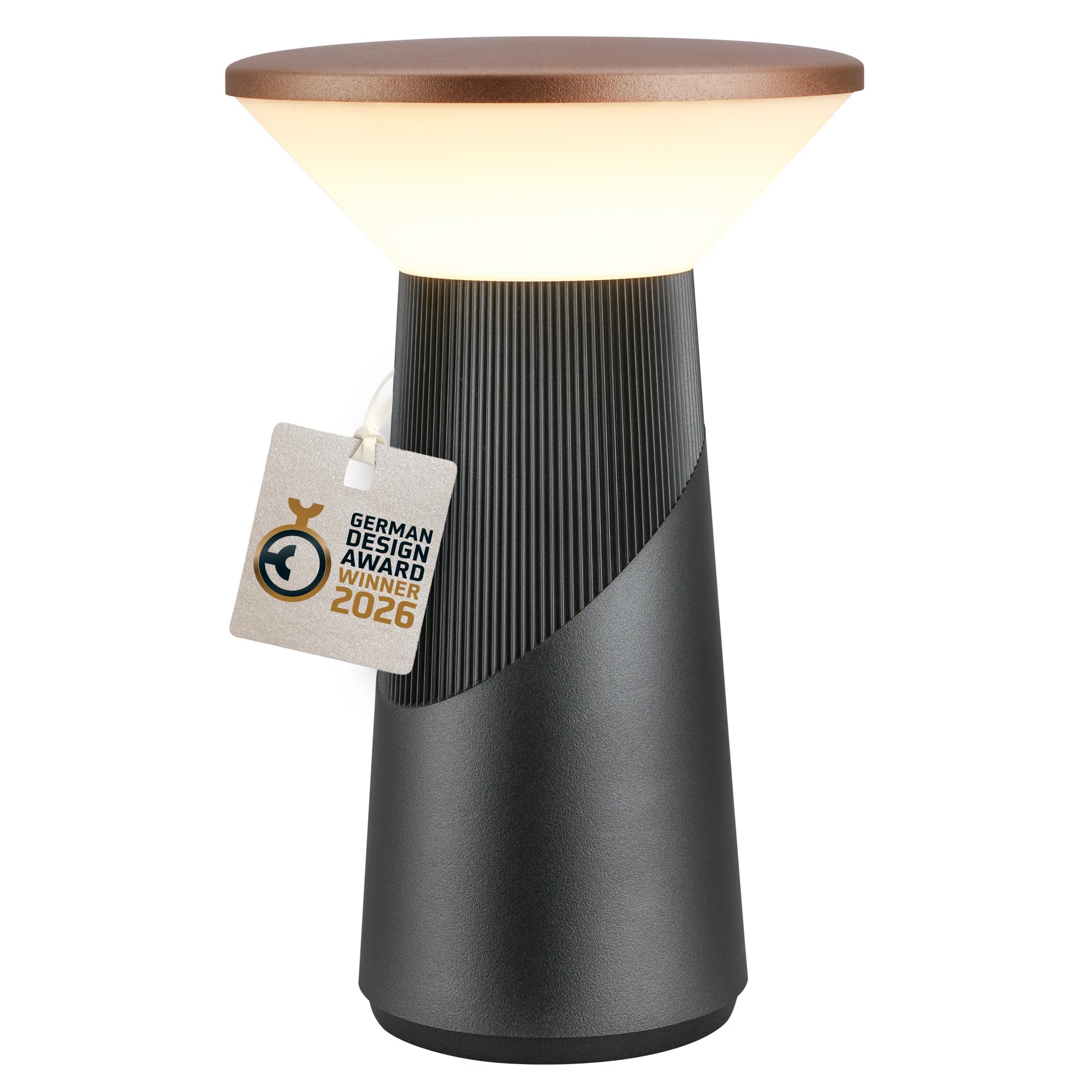 BRILONER - Pilia lampada da tavolo senza fili, touch dimmer continuo, ip44, cavo usb-c, lampada da scrivania senza fili, comodino, German Design Award 2026, 15 x 24 cm, antracite…
