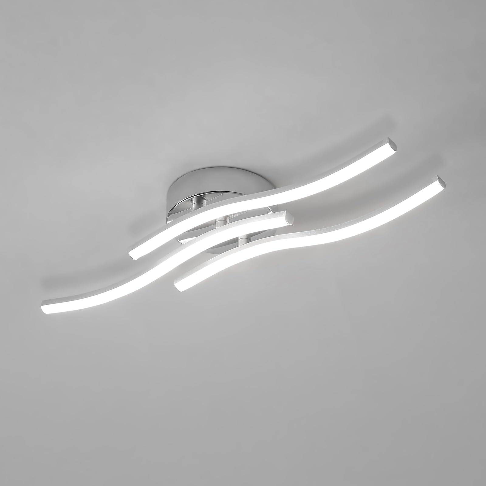 Comely Plafoniera LED Soffitto,18W Lampada LED Moderna Bianco Freddo 6500K | Argento 18W 2000LM Lampada Moderna da Soffitto Lampadario LED per Soggiorno