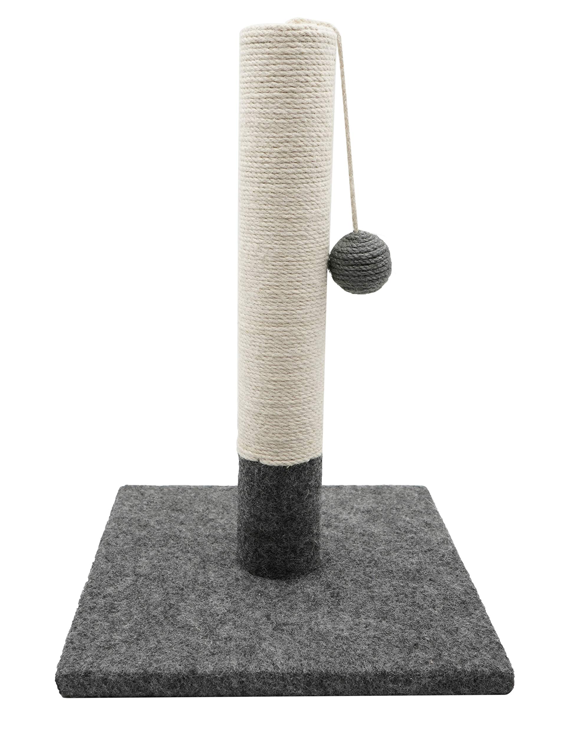 TYROL - Tiragraffi per Gatti 42 cm - Giochi per Gatti in casa, graffiatoio per Gatti in Iuta e Tessuto Resistente con Pompon - Tiragraffi di Design Che Si Sposa Bene con l'arredam…