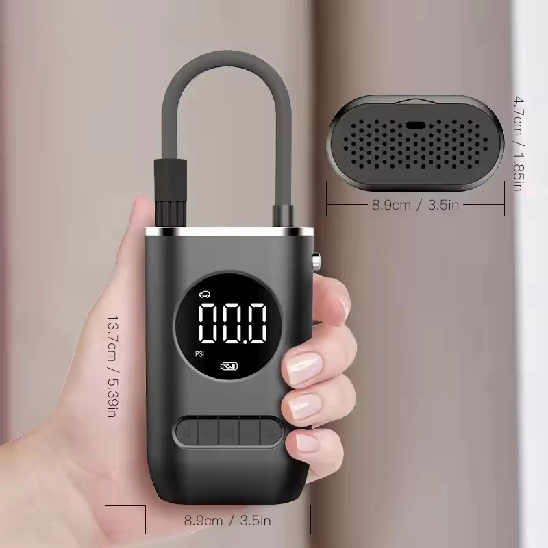 Mini Pompa d'Aria Portatile per Auto e Moto con Display Digitale Wireless per Gonfiaggio di Pneumatici e Palloni