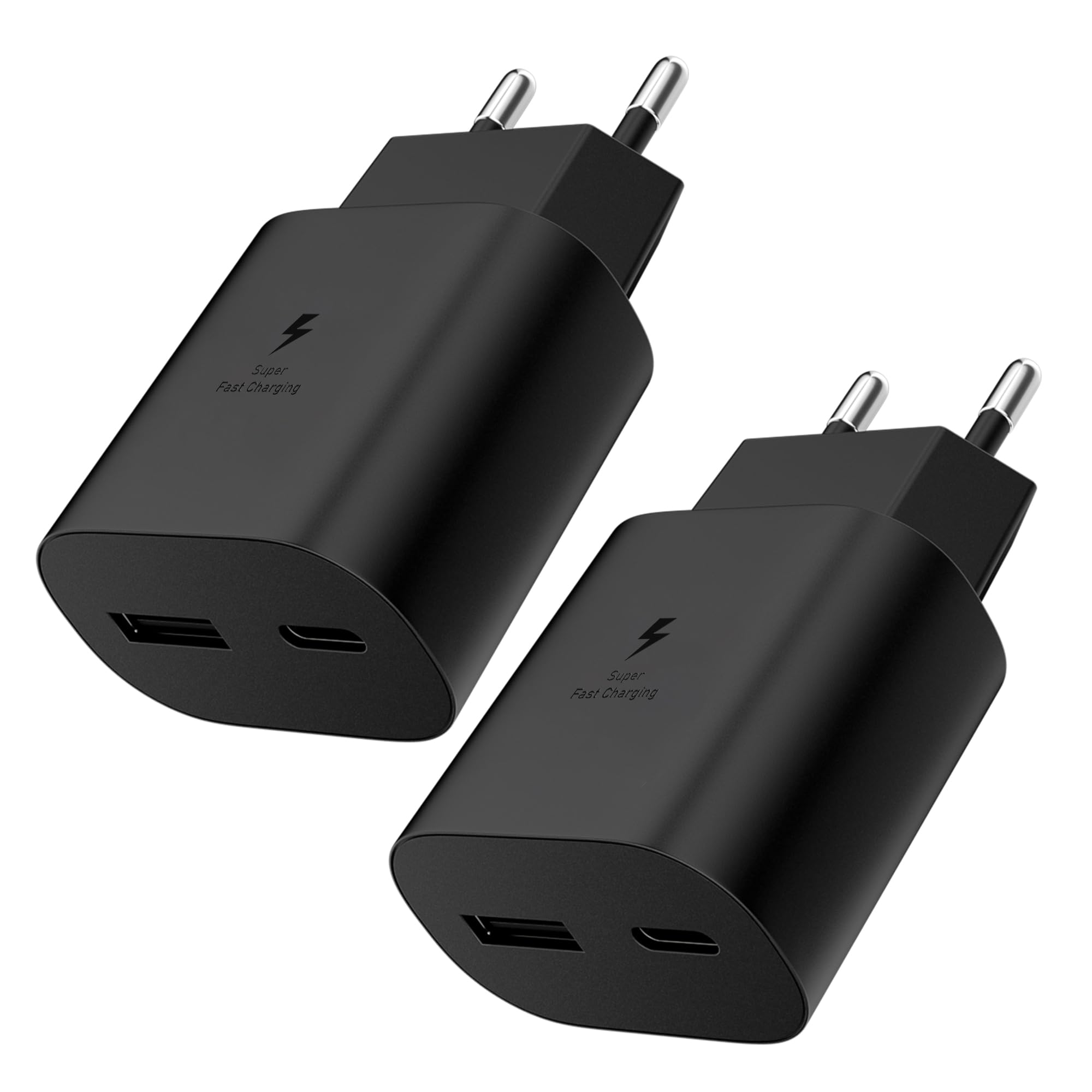 2 Pack Caricabatterie 25W,2 Porta Caricatore Rapido PD3.0 (Nero) | per Sumsamg Galaxy S26 S25 S24 S23 S22 S21 S20 Ultra FE 5G,A56 A55 A54 A36 A35 A15 A14 A13,Z Flip 7/6,Phone 17 1…