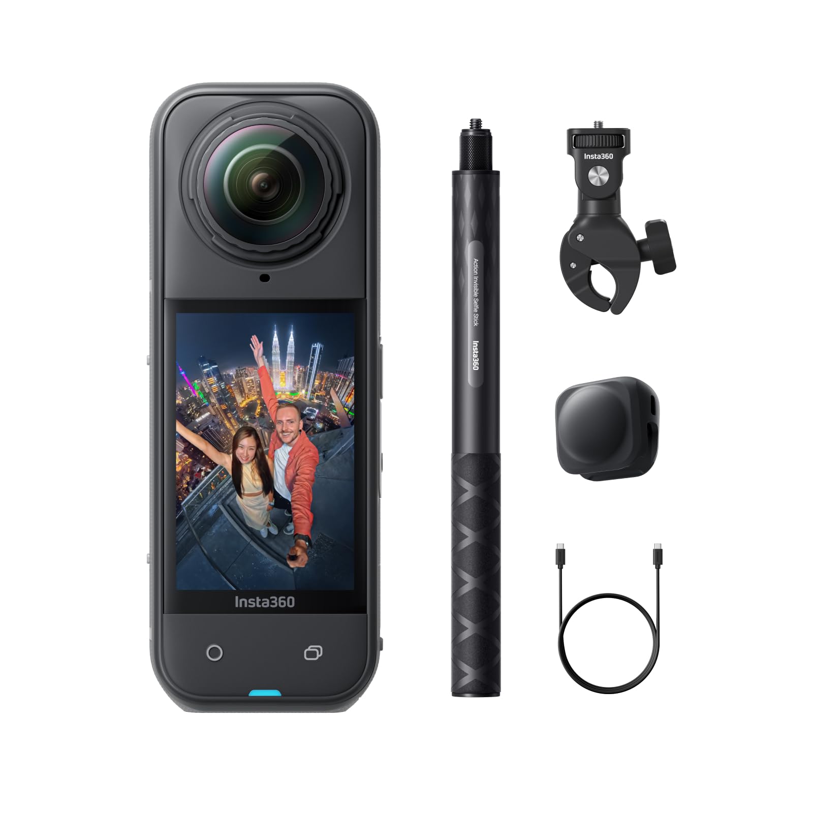 Insta360 X5 Pack Moto - Camera Impermeabile 8K 360º, Obiettivi Sostituibili, Batteria con Autonomia 3 ore, Audio Nitido, Stabilizzazione, Selfie Stick Invisibile, Bassa Luce