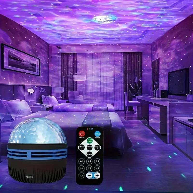 Proiettore LED Cielo Stellato Aurora Boreal, Lampada di Proiezione con Vari Stili, Telecomando e Rotazione Automatica per Decorazioni Feste e Casa