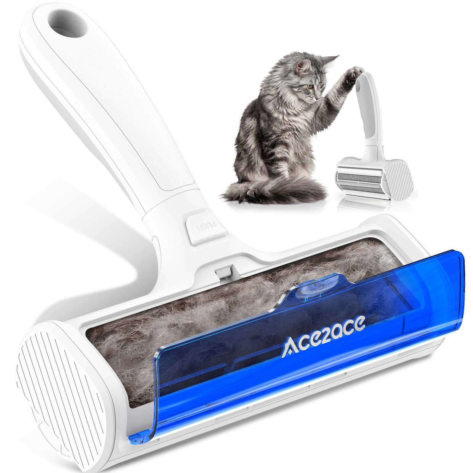 Spazzola Togli Peli Animali, Spazzola Leva Peli Animali, Trasparente Blu | ACE2ACE Rimuovi e Raccogli Peli Cani Gatti, Riutilizzabile Rullo Levapelucchi Autopulente per Letto, Tap…