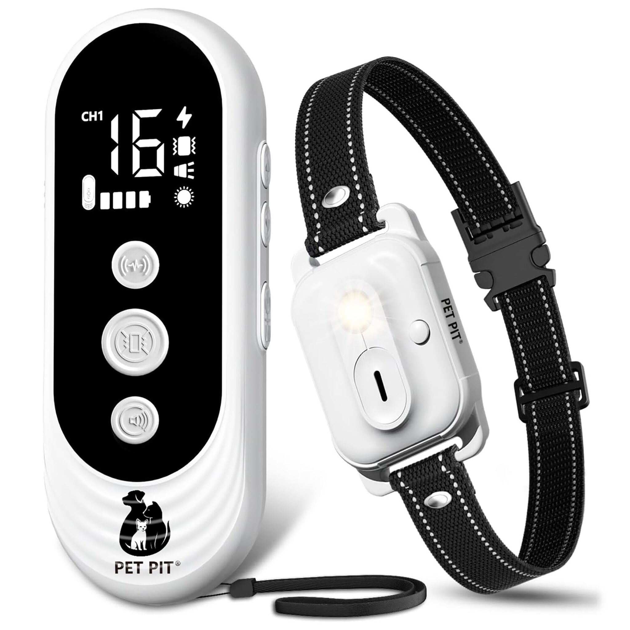 PET PIT Collier pour Chien avec Télécommande, Portée jusqu’à 3 km, Fonctions Sonores, Vibration et Lumière, 4 Modes Personnalisables, Étanche IPX7, Rechargeable, pour Utilisation…