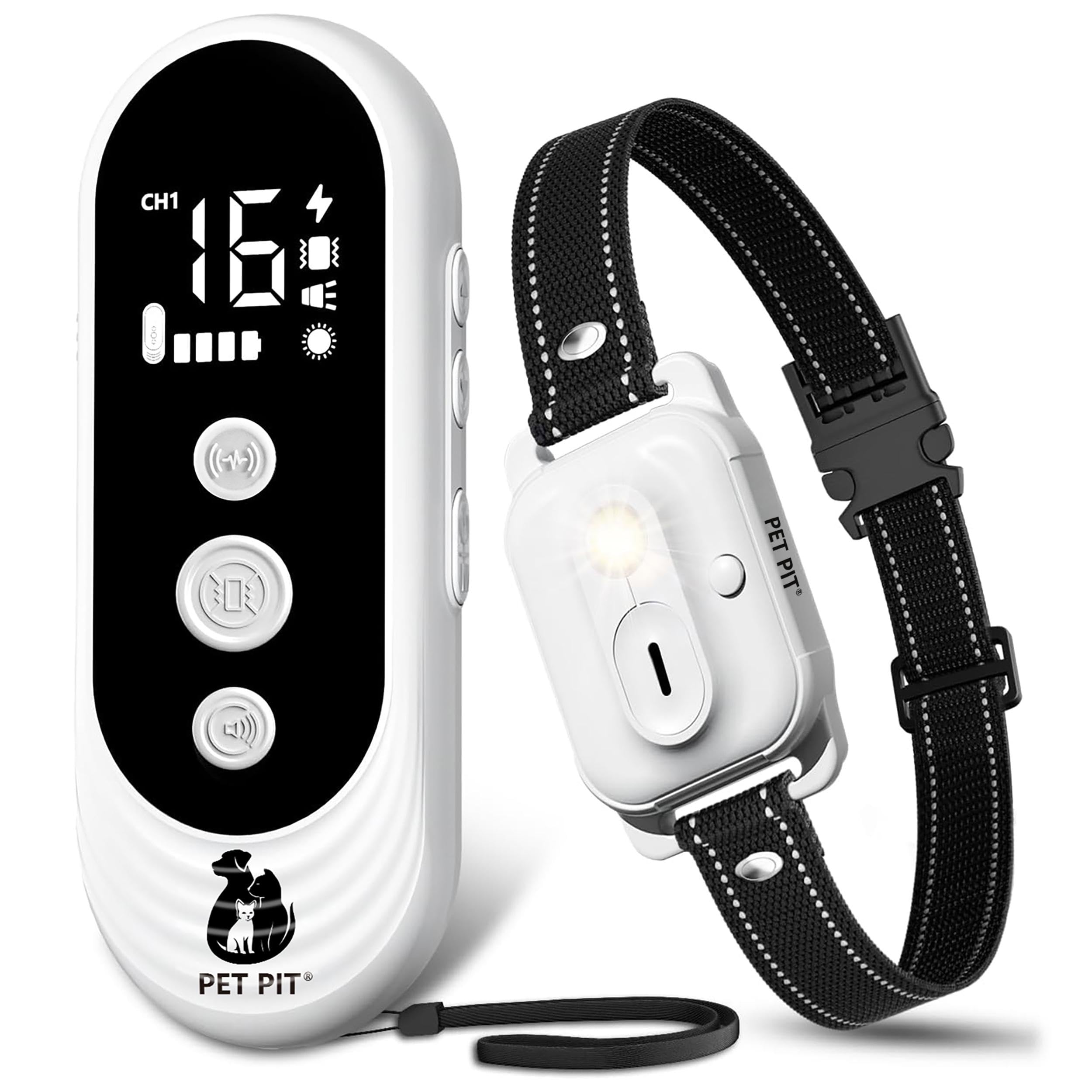 PET PIT Collier pour Chien avec Télécommande, Portée jusqu’à 3 km, Fonctions Sonores, Vibration et Lumière, 4 Modes Personnalisables, Étanche IPX7, Rechargeable, pour Utilisation…