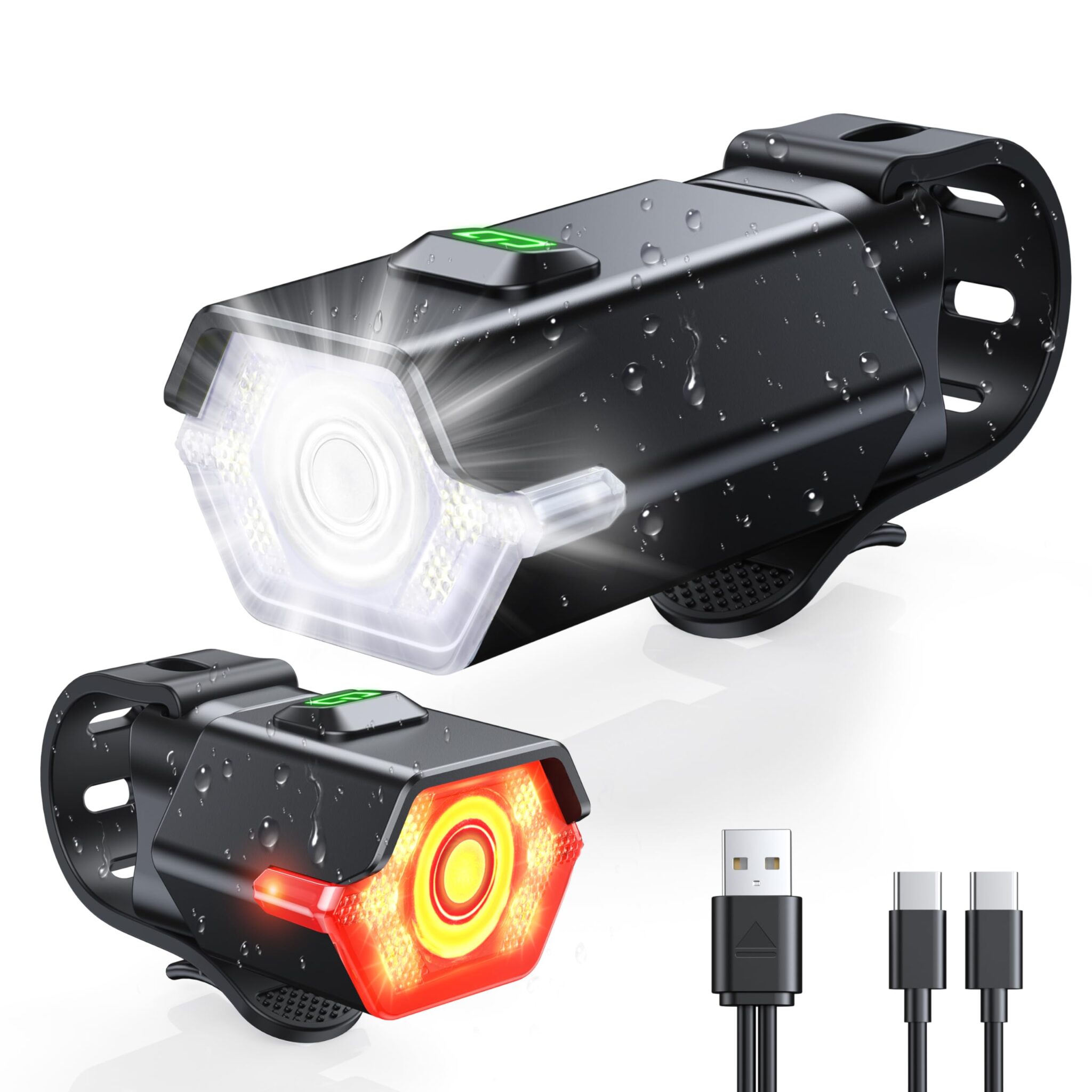 CIRYCASE Luci Bicicletta LED, Ricaricabili USB Luce Posteriore & Anteriore | Avvertimento Lato 360° Rotabile Alta Luminose, Faro Catarifrangenti Impermeabile IP65 Ciclismo Riflett…