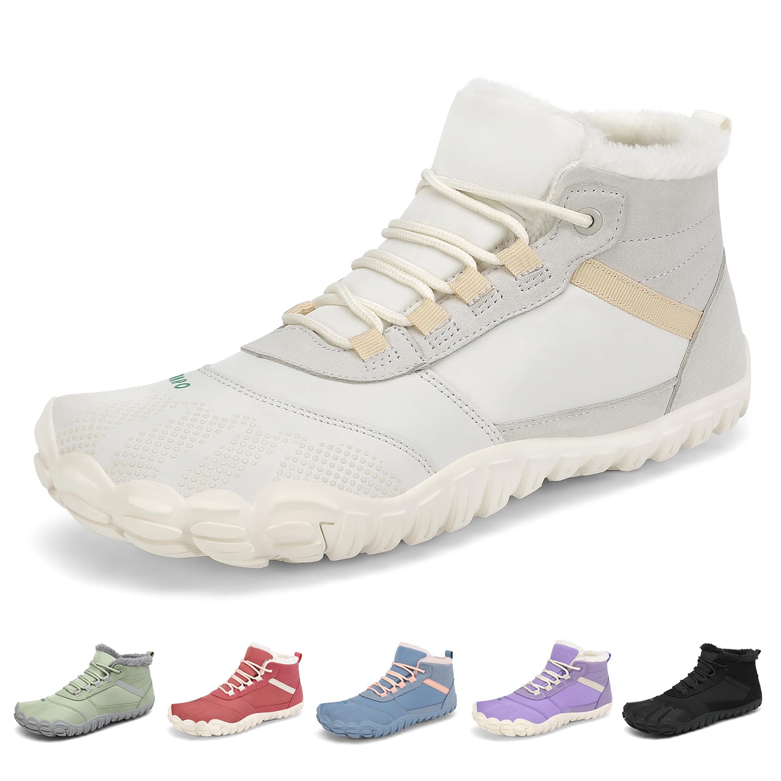 SAGUARO Scarponcini Barefoot Donna Invernali Scarpe Calde, Punta Ampia & Suola Drop Zero, Gr.36-42