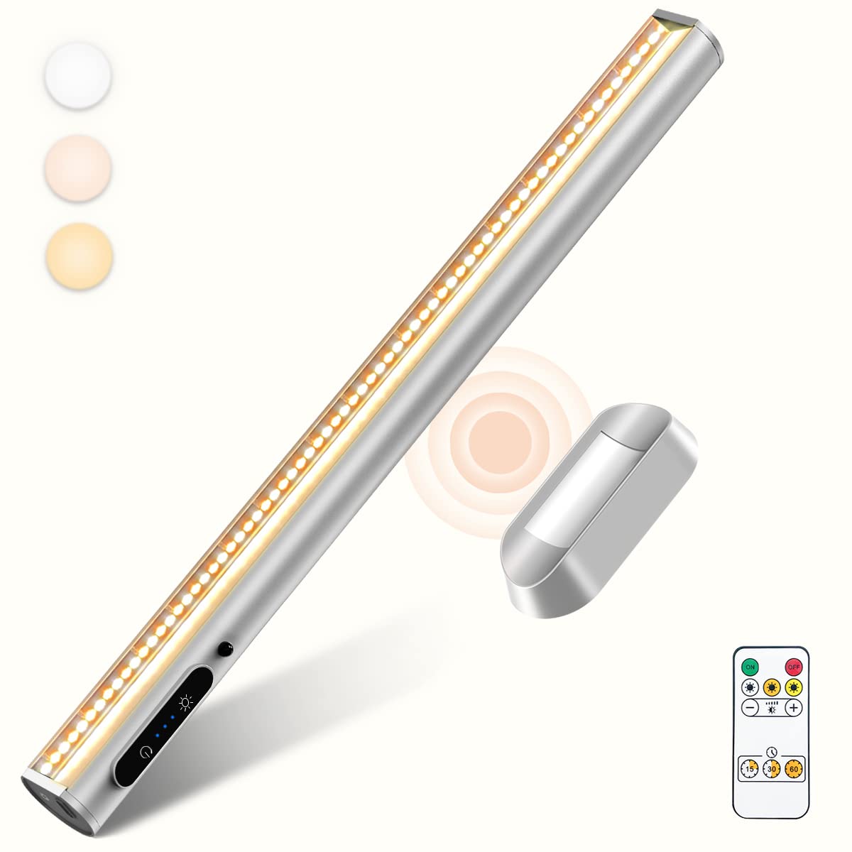 Lampada da Tavolo Ricaricabile,4000mAh con Telecomando e Magnetica,Cucina | Lampada da Scrivania Senza Fili,Luce LED Sottopensile,Luci Tavolo Ricaricabile,per Armadio,Specchio Bag…