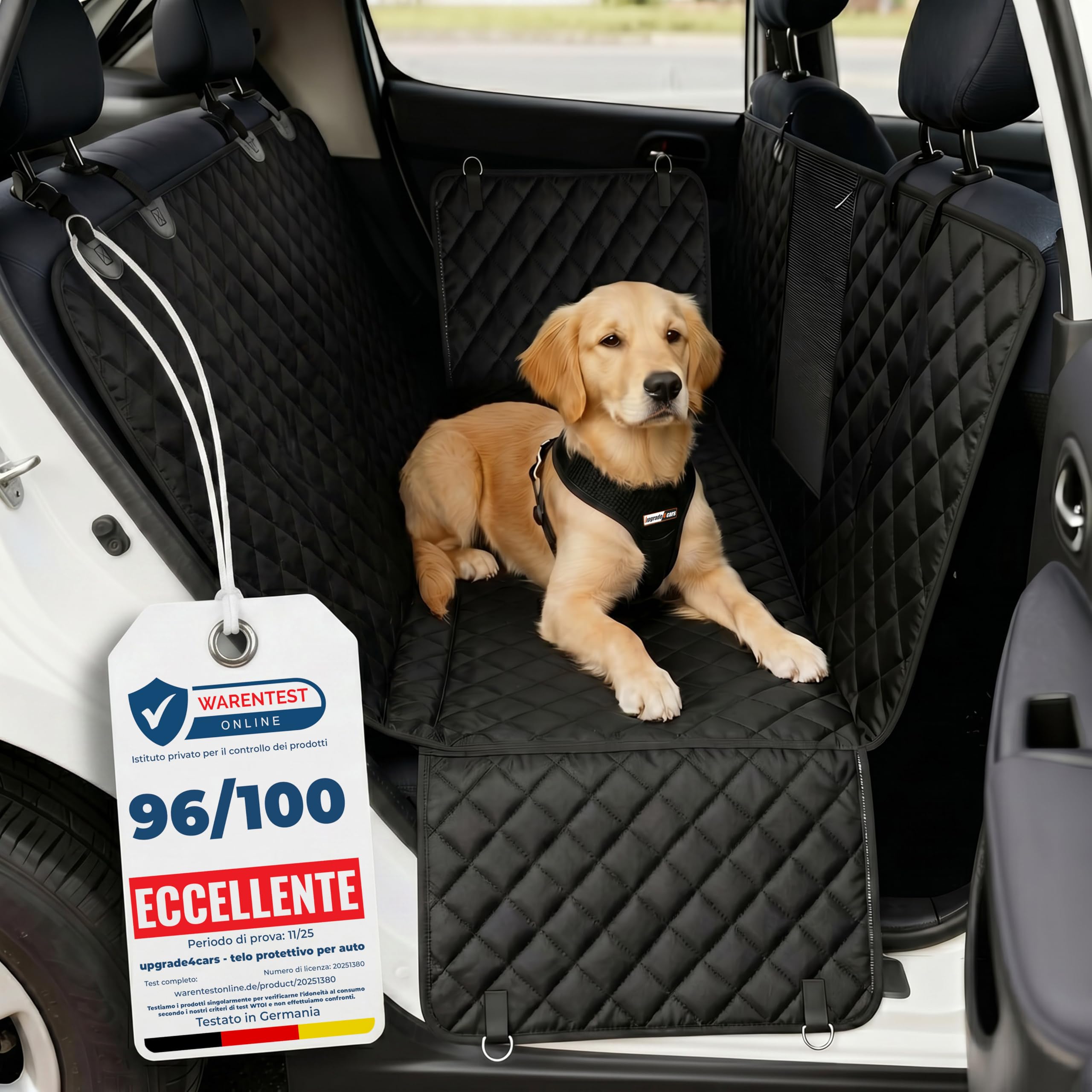 Upgrade4cars Coperta Auto per Cani Impermeabile & Imbottita Accessori | Telo Sedile Posteriore | Accessorio pratico per il veicolo | Facile da usare e da riporre | Estate & Inverno