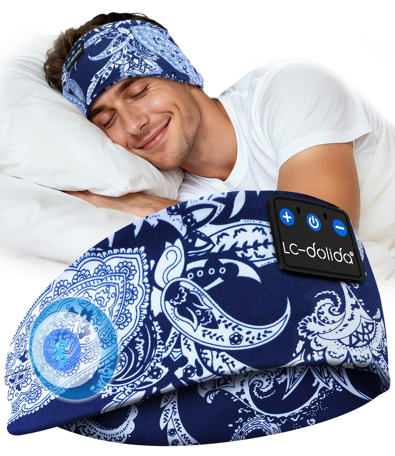 LC-dolida Fascia Bluetooth per cuffie per dormire, regali per uomo donna, mani libere, cuffie dormono morbide con ultra sottili HD stereo per allenamento, viaggi, meditazione, yog…