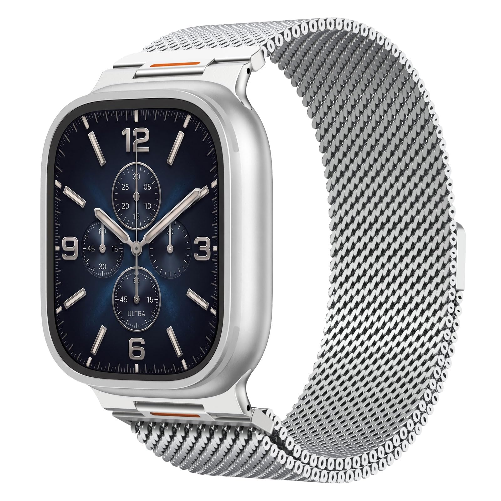 Astorgos Cinturino in Metallo Compatibile con Apple Watch Ultra 3/2/1 49mm, S11/S10 46mm, 9/8/7 45mm, SE3/SE2/SE/6/5/4 44mm, 3/2/1 42mm, Cinturino in Acciaio Inossidabile Maglia U…