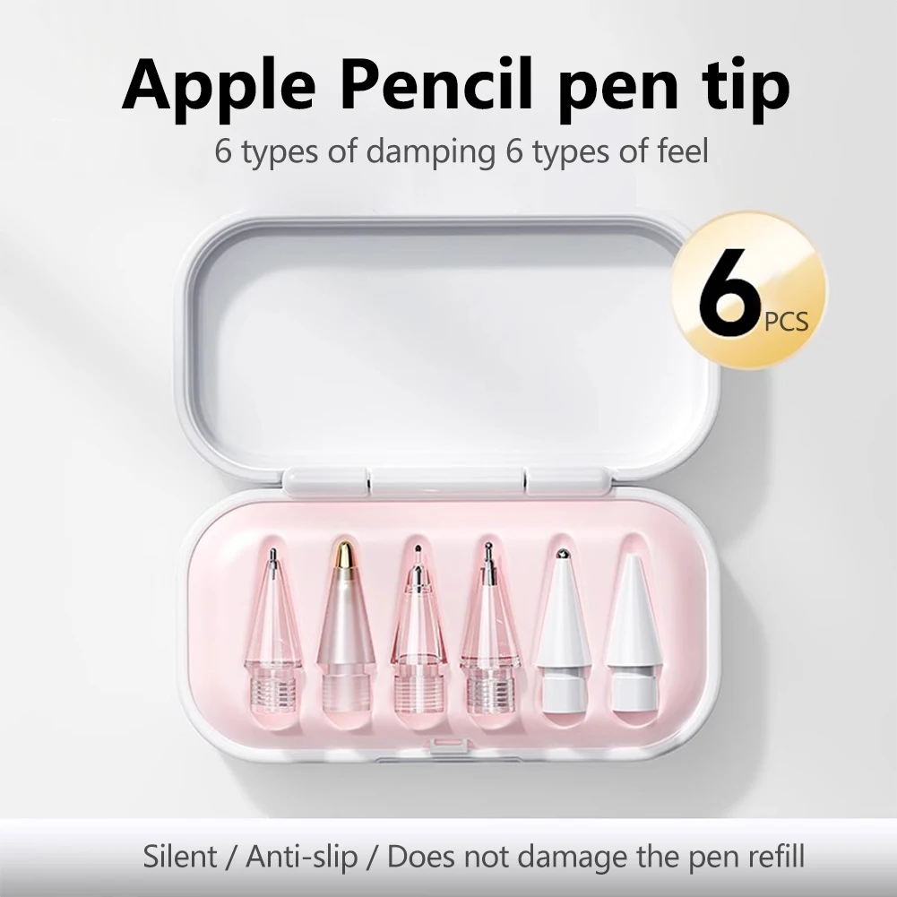 4/6 Pezzi Punte di Ricambio per Apple Pencil 1/2/3 e Apple Pencil Pro, Punte Morbide 2B per iPad Pro Pencil1/2/3, Stilo con Punta Fine