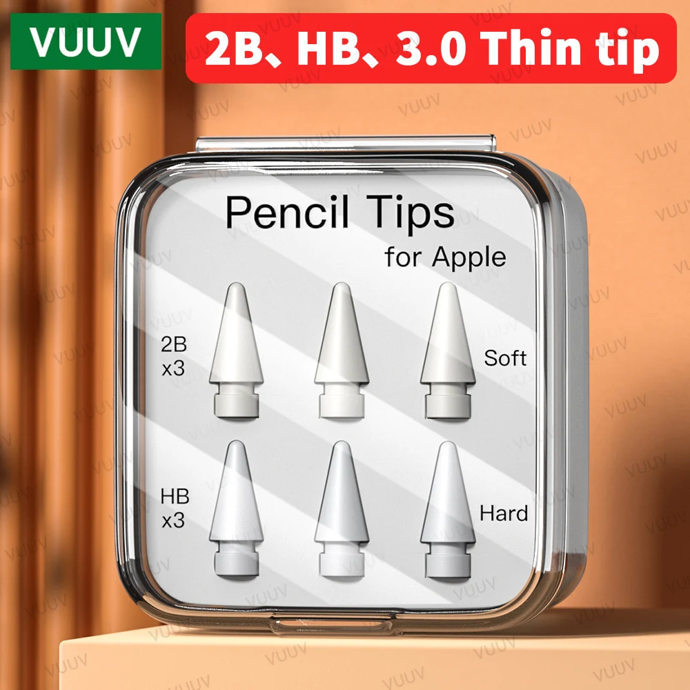 Punta per matita per pennino per matita Apple 3/6 pezzi doppio strato 2B HB punta sottile morbida e dura di ricambio per Apple Pencil 1a 2a generazione