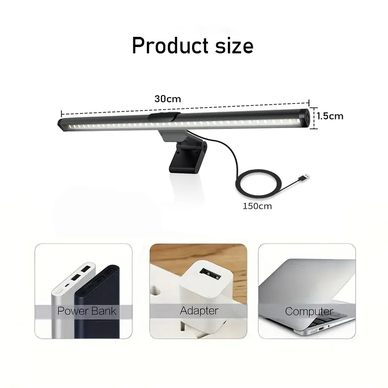 Lampada da tavolo a LED da 30 cm Barra luminosa per monitor Eye-Care Illuminazione con attenuazione continua Lampada da tavolo Monitor per computer Luce per schermo per giochi di…