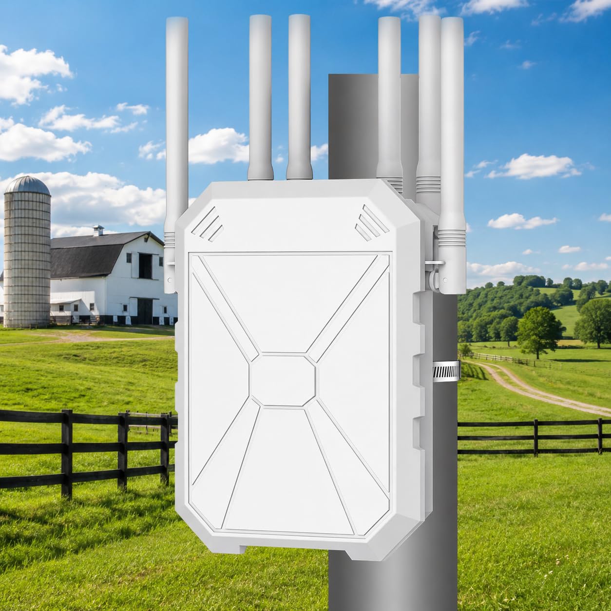 AX1800 Ripetitore WiFi da Esterno WiFi 6, Range Extender Outdoor Dual Band 1800Mbps con PoE, IP67 Waterproof, 6 Antenne ad Alto Guadagno, Access Point/Repetitore/Router, per Giard…