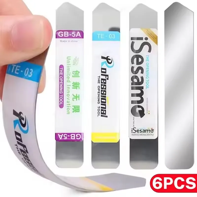 1-6 pezzi in metallo piatto lama morbida piede di porco leva apri kit di riparazione per telefono cellulare rimozione colla schermo rotto strumenti di apertura della batteria