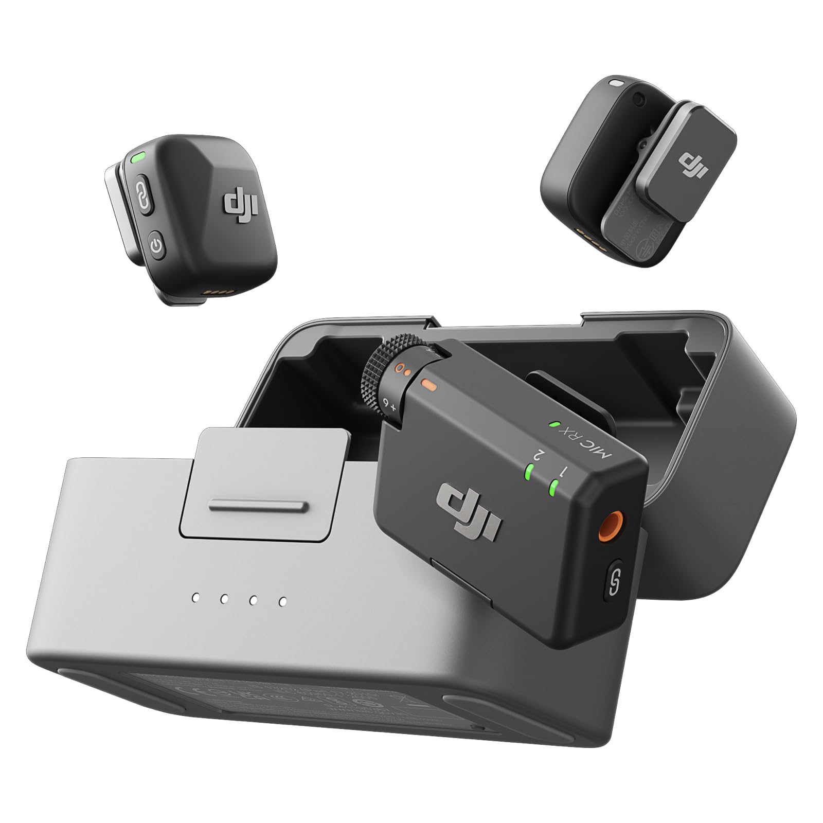DJI Mic Mini (2 TX + 1 RX + Custodia ricarica), leggero, audio alta qualità | 48 ore di utilizzo, cancellazione rumore, microfono senza fili per fotocamere/iPhone/Android, vlog, d…