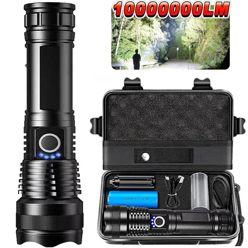 Torcia tattica a LED ricaricabile ad alta potenza Torcia con zoom telescopico in lega di alluminio per la pesca in campeggio all'aperto