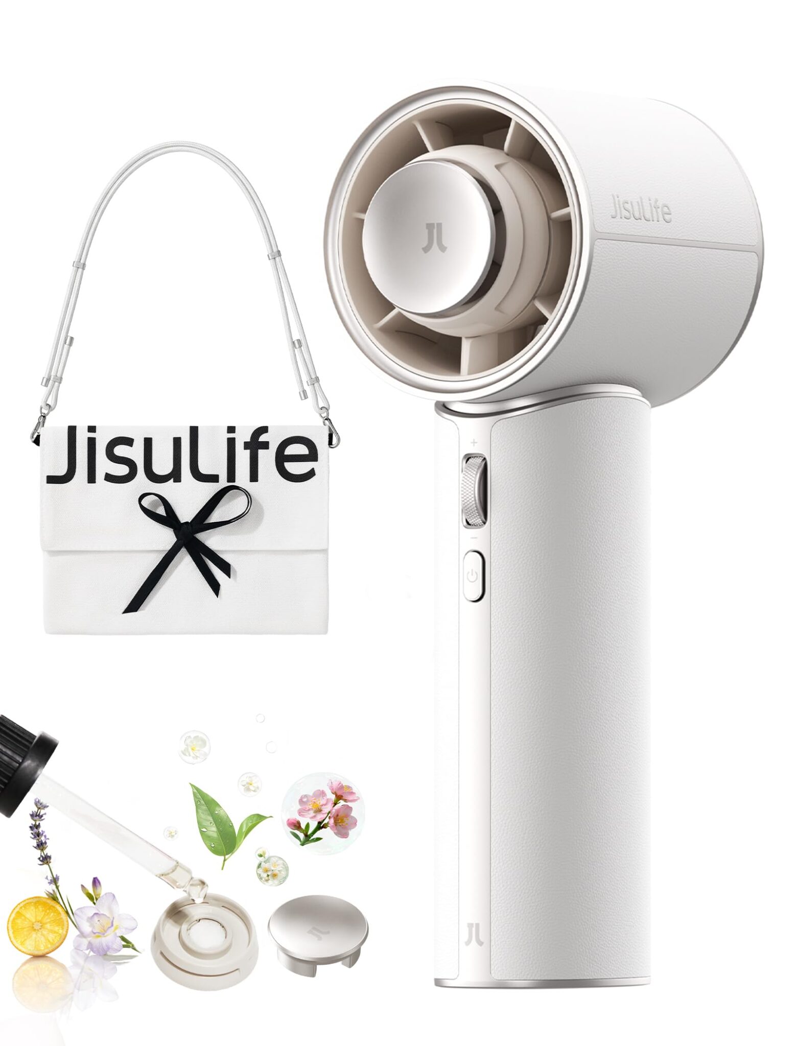 JISULIFE Mini ventilatore turbo portatile con pelle sintetica di alta qualità - Fino a 30 ore di tempo di raffreddamento - Velocità da 1 a 100 - Ventilatore USB per il viaggio - B…