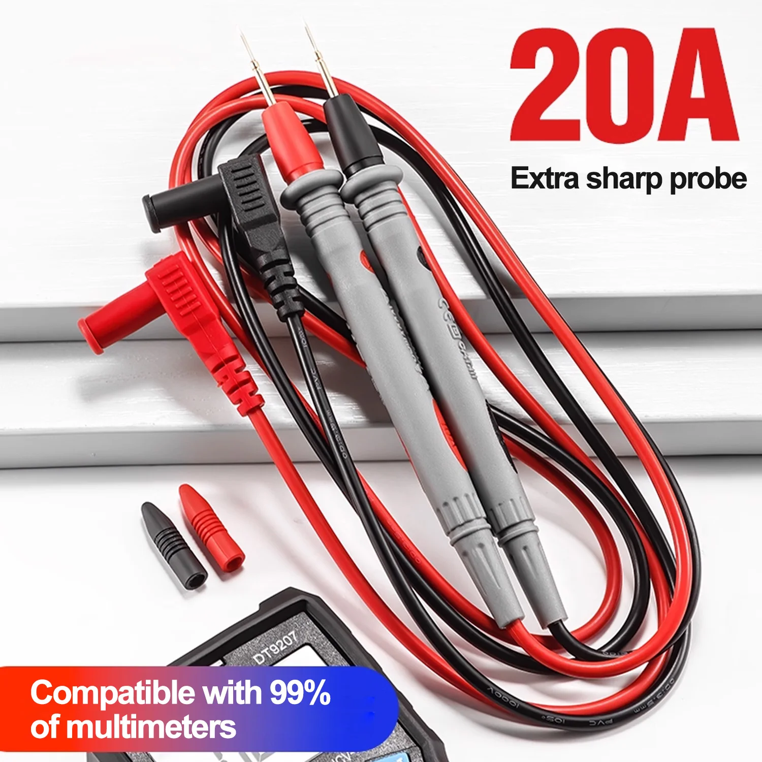 10A 20A Teste di prova per multimetro Pin ad ago Multimetro digitale Testa Penna a filo Kit cavo Multimetro Voltmetro Kit tester in silicone