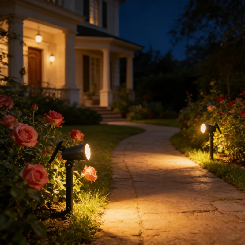 Faretto solare a LED per esterni, 9 LED, luminosità regolabile, IP65, impermeabile, per giardino, cortile, prato, decorazione
