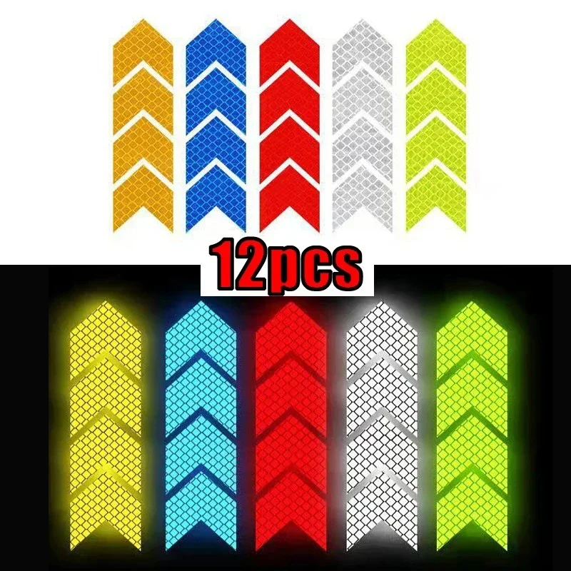 ISGTDRM 12 Pz/set Freccia Riflettente Segnaletica Nastro di Avvertimento Adesivo di Sicurezza per Paraurti Auto Tronco Nastro di Pericolo Accessori Moto