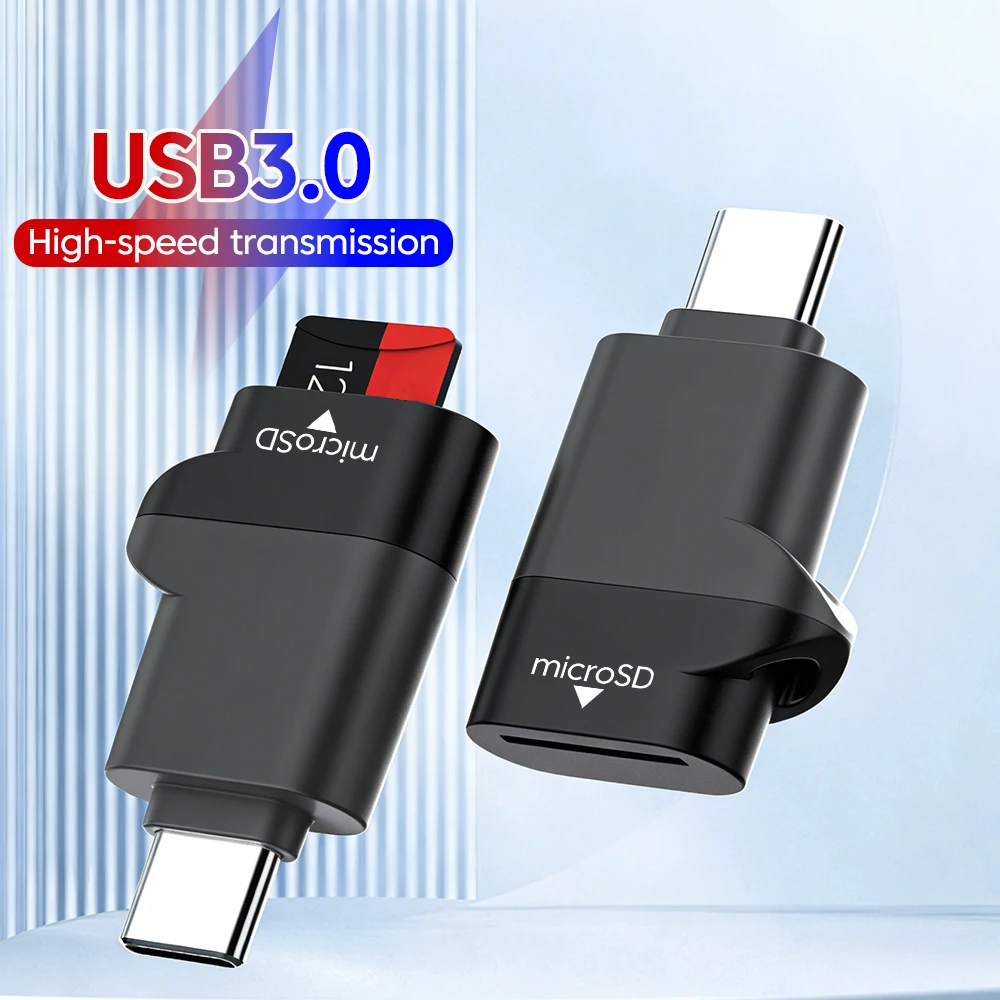 Lettore di Schede Mini TF Tipo-C 3.0, Adattatore Esterno Nero per iPhone Huawei, da USB C 2.0 a Micro SD